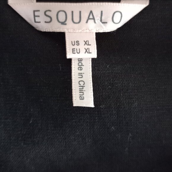 ESQUALO black cotton/linen tiered dress with puff sleeves - Picture 9 of 12